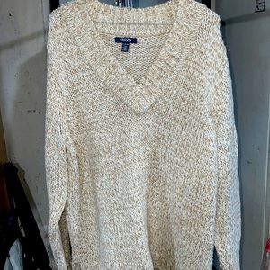 Plus size cozy knit v neck
